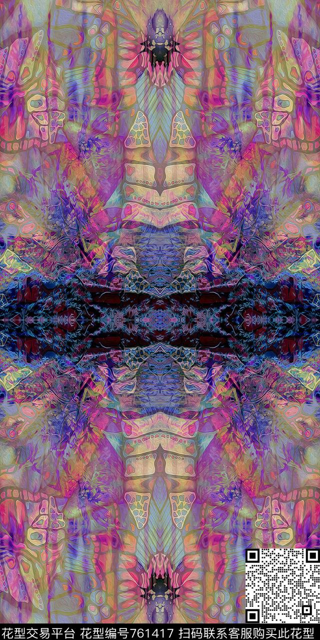 绚丽抽象浪漫数码印花华亿平台下载（图片编号: 761417） - 瓦栏（Walan）
