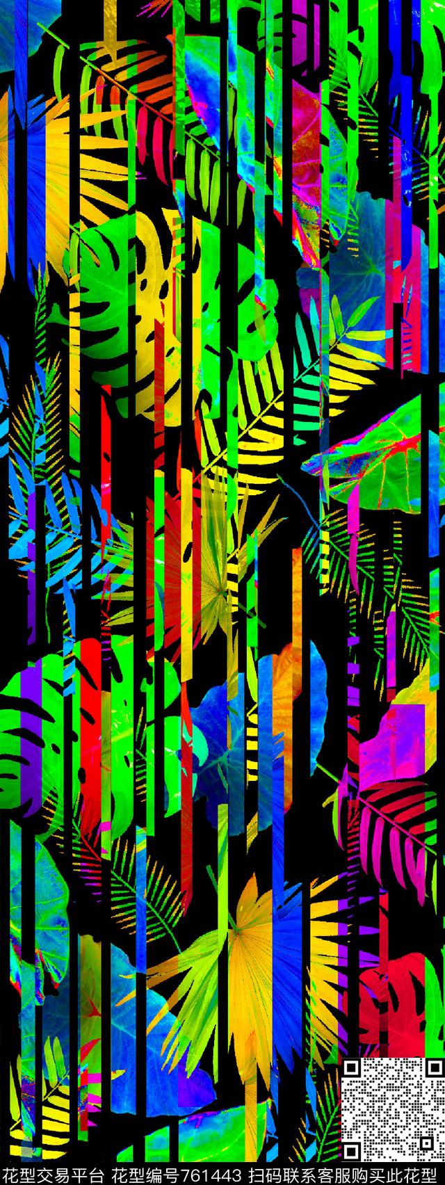 棕榈叶数码印花华亿平台下载（图片编号: 761443） - 瓦栏（Walan）
