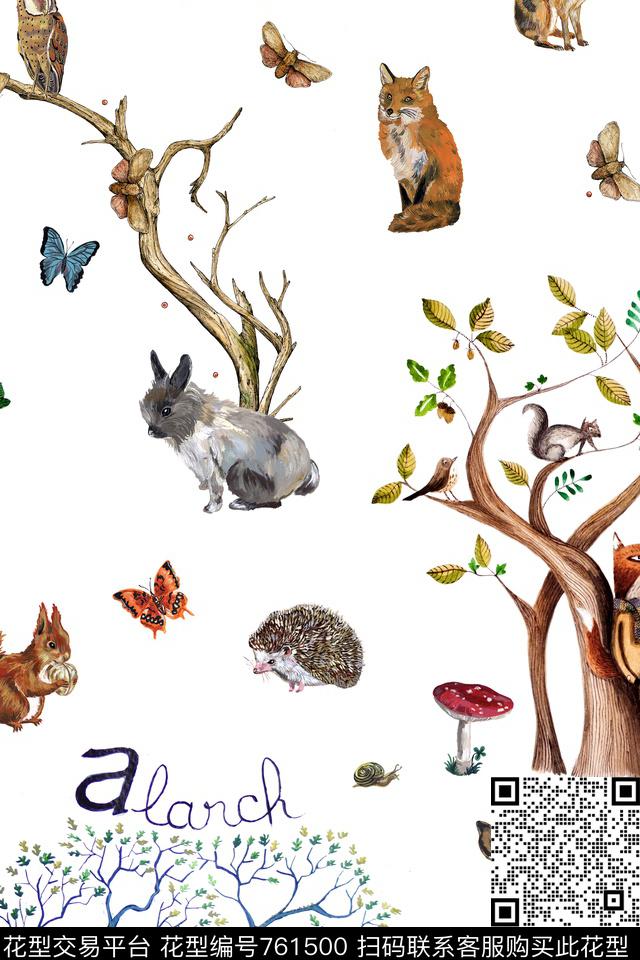 趣味动物兔子数码印花华亿平台下载（图片编号: 761500） - 瓦栏（Walan）