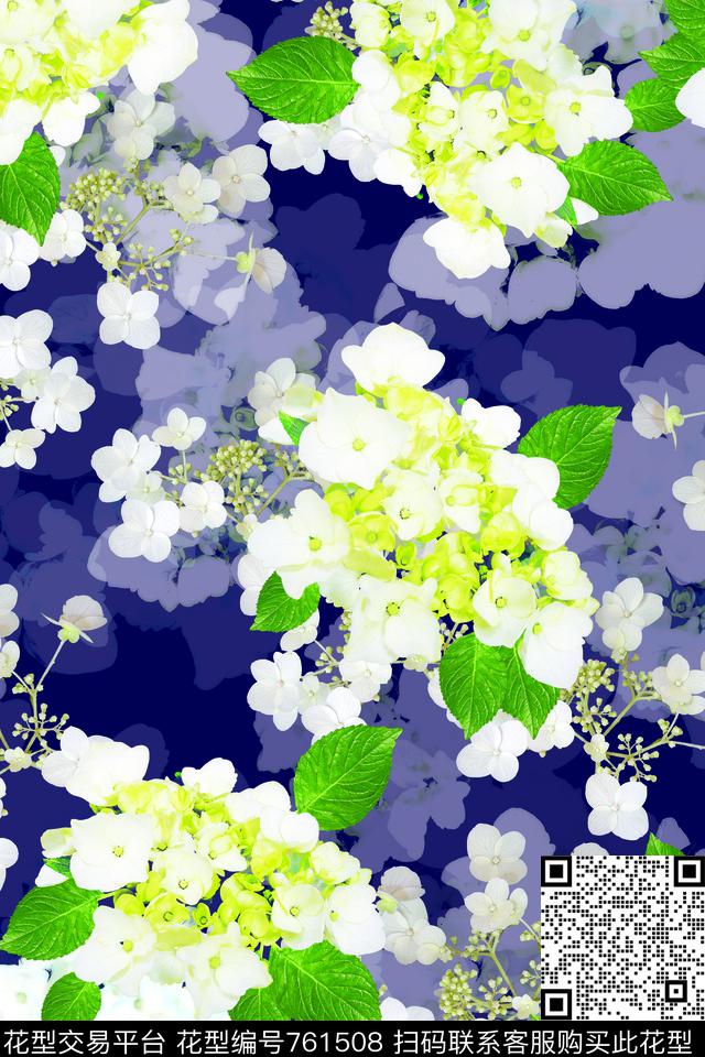 乱花大花绣球花数码印花华亿平台下载（图片编号: 761508） - 瓦栏（Walan）