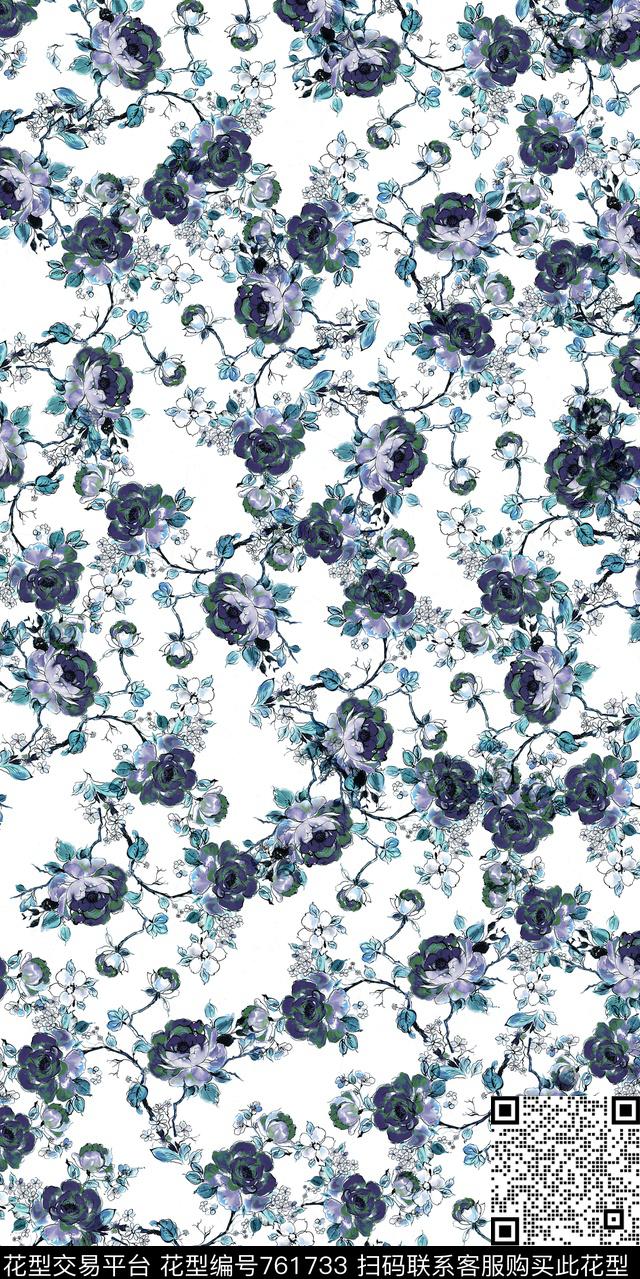 数码花卉类乱花满版花数码印花华亿平台下载（图片编号: 761733） - 瓦栏（Walan）