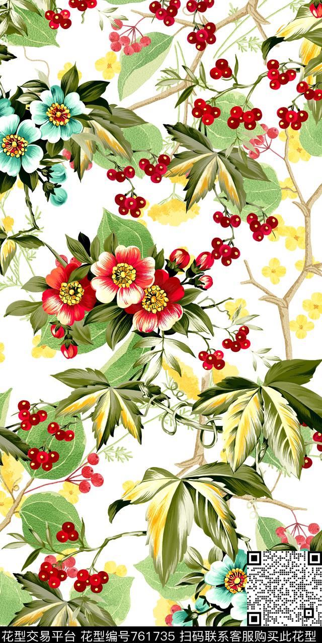 数码花卉类乱花满版花数码印花华亿平台下载（图片编号: 761735） - 瓦栏（Walan）