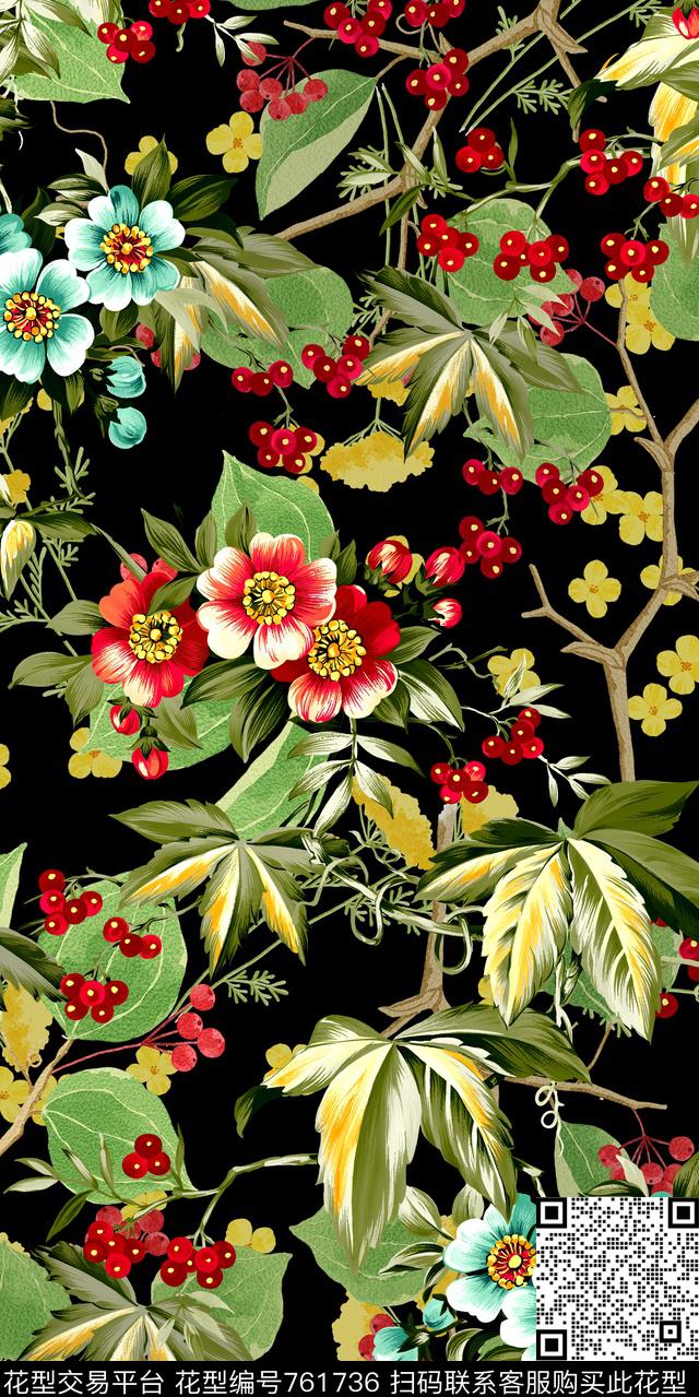 数码花卉类乱花满版花数码印花华亿平台下载（图片编号: 761736） - 瓦栏（Walan）