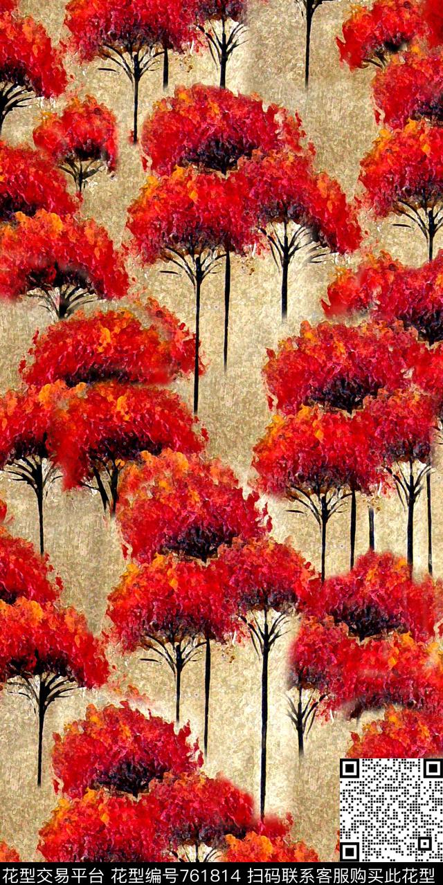 乱花满版花森林数码印花华亿平台下载（图片编号: 761814） - 瓦栏（Walan）