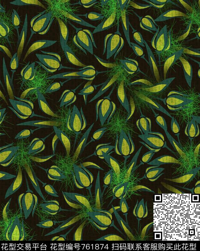 大花面料花卉数码印花华亿平台下载（图片编号: 761874） - 瓦栏（Walan）