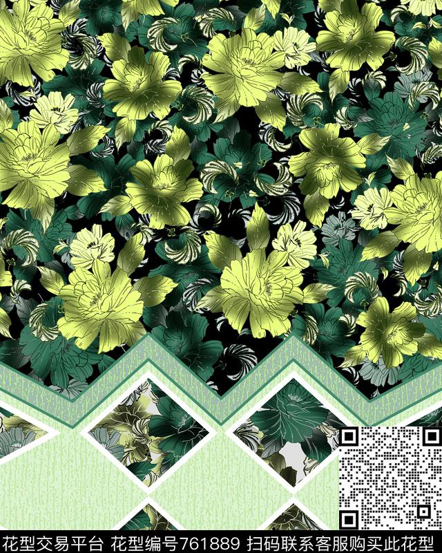大花面料花卉数码印花华亿平台下载（图片编号: 761889） - 瓦栏（Walan）