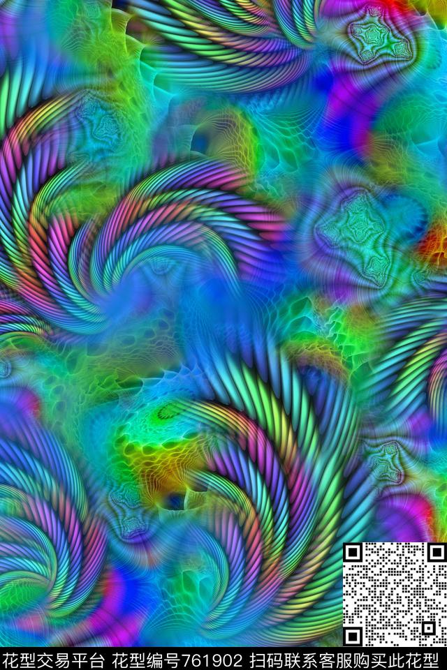 肌理抽象分形数码印花华亿平台下载（图片编号: 761902） - 瓦栏（Walan）