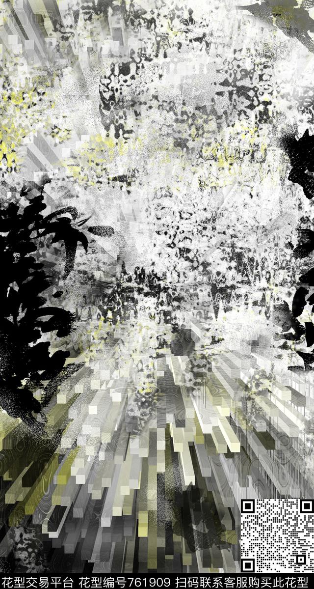 黑白建筑肌理数码印花华亿平台下载（图片编号: 761909） - 瓦栏（Walan）