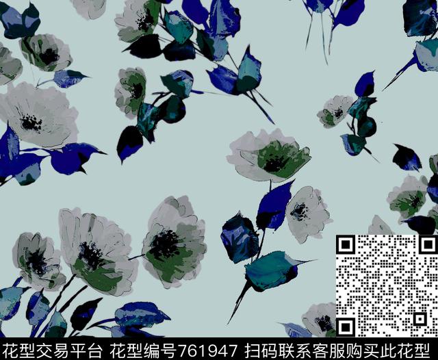 水彩花卉花影时尚数码印花华亿平台下载（图片编号: 761947） - 瓦栏（Walan）