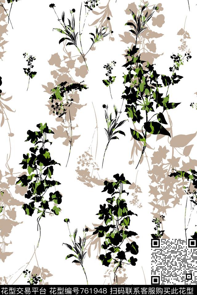 树枝树影传统印花华亿平台下载（图片编号: 761948） - 瓦栏（Walan）