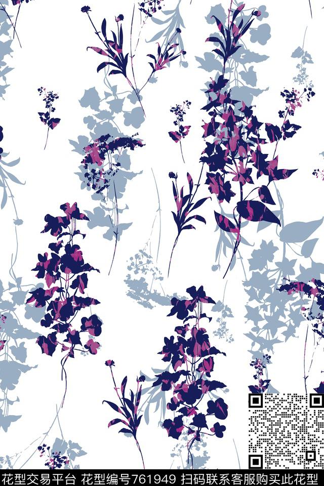 树枝树影传统印花华亿平台下载（图片编号: 761949） - 瓦栏（Walan）