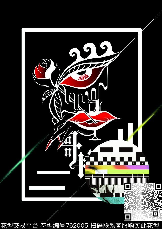 嘴唇口红趣味传统印花华亿平台下载（图片编号: 762005） - 瓦栏（Walan）