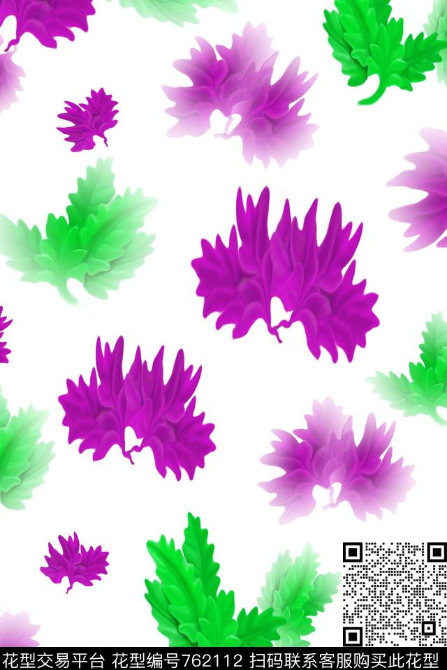 植物花卉T恤卫衣外套黑色紫色传统印花华亿平台下载（图片编号: 762112） - 瓦栏（Walan）