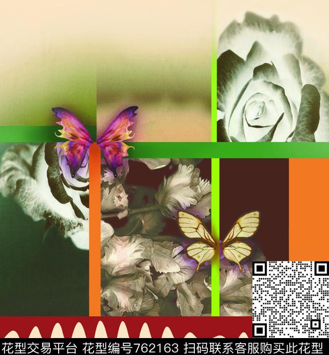 女装前幅玫瑰欧美数码印花华亿平台下载（图片编号: 762163） - 瓦栏（Walan）