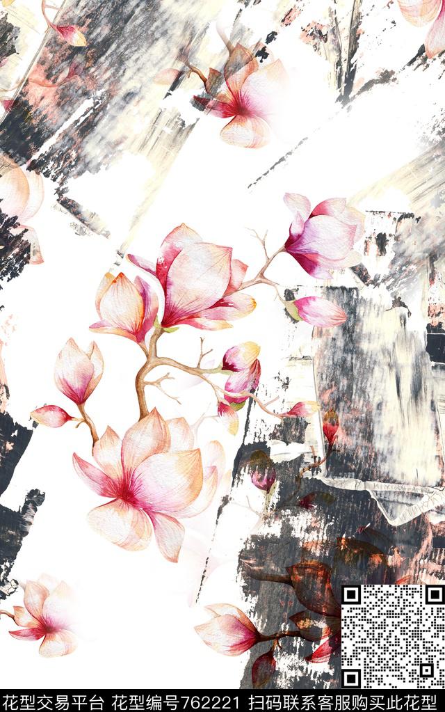花卉水印花朵数码印花华亿平台下载（图片编号: 762221） - 瓦栏（Walan）