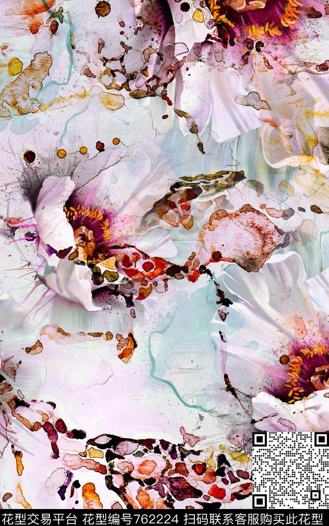 花卉兰花花朵数码印花华亿平台下载（图片编号: 762224） - 瓦栏（Walan）