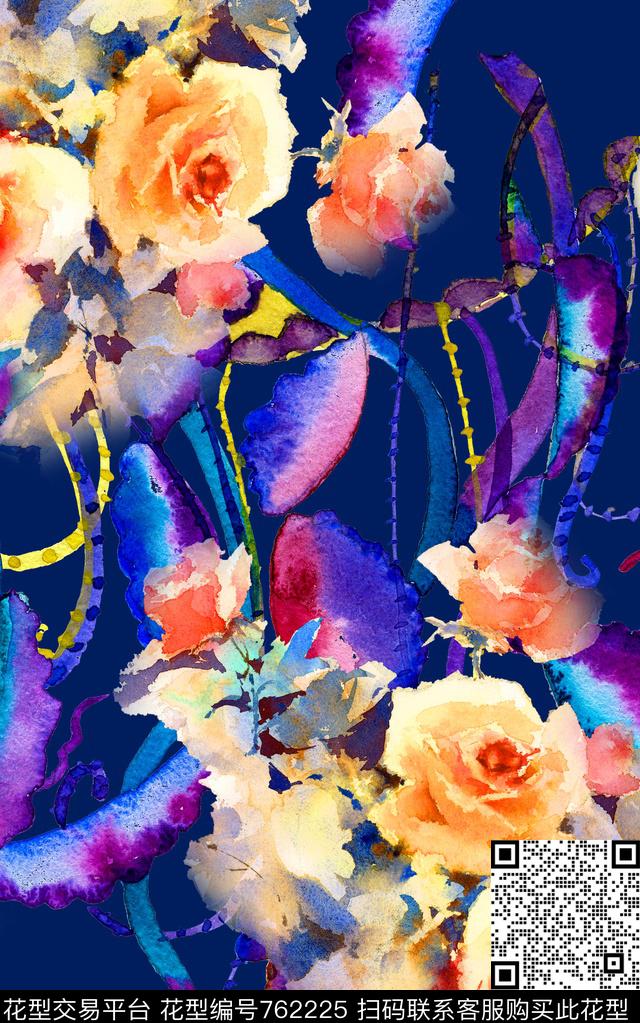 趣味火腿花花朵数码印花华亿平台下载（图片编号: 762225） - 瓦栏（Walan）