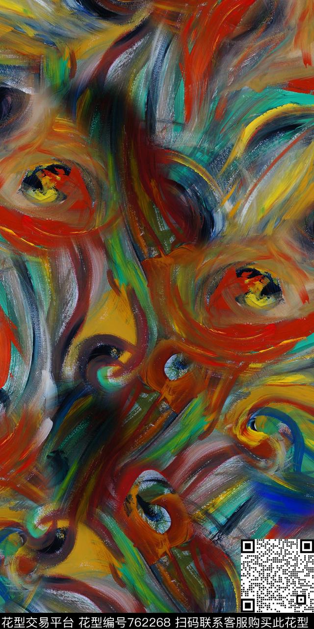 复古抽象底纹手绘数码印花华亿平台下载（图片编号: 762268） - 瓦栏（Walan）