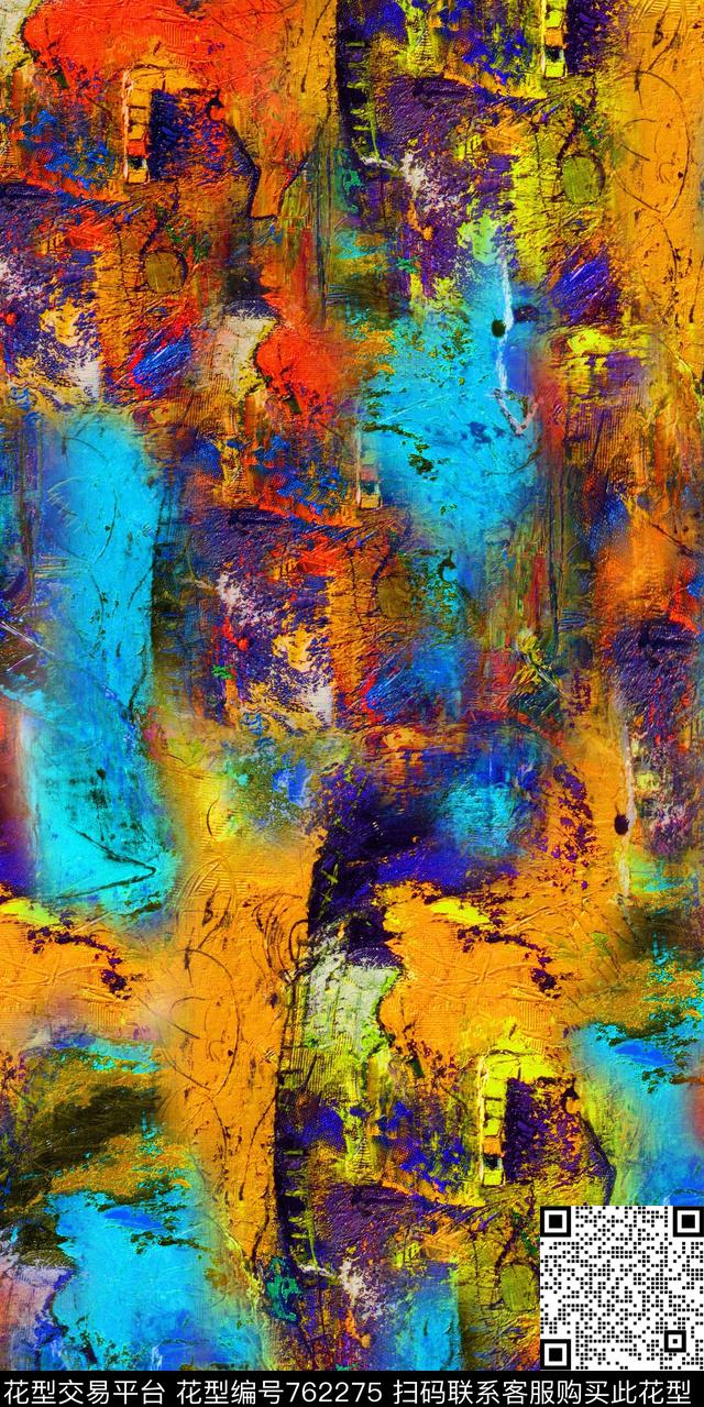 油画抽象底纹手绘数码印花华亿平台下载（图片编号: 762275） - 瓦栏（Walan）