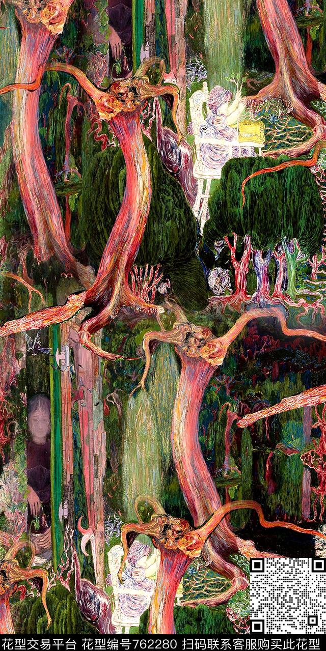 几何抽象底纹油画数码印花华亿平台下载（图片编号: 762280） - 瓦栏（Walan）