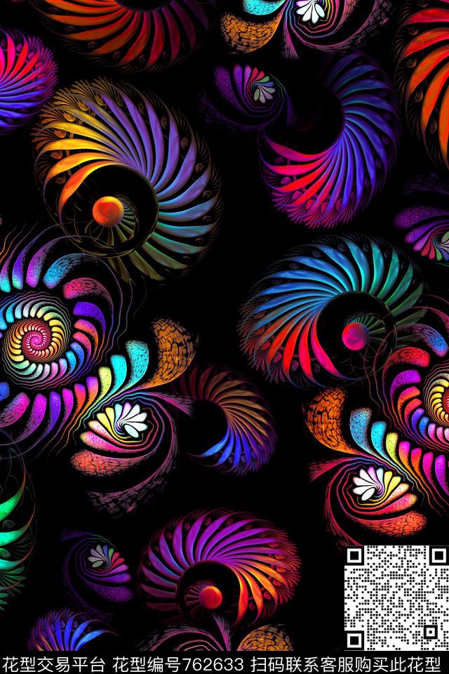 抽象中国风分型艺术数码印花华亿平台下载（图片编号: 762633） - 瓦栏（Walan）