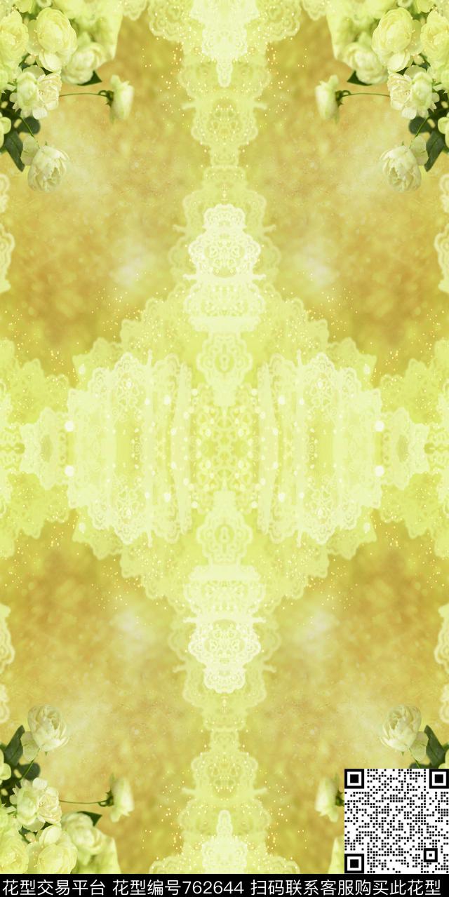 玫瑰百合花卉数码印花华亿平台下载（图片编号: 762644） - 瓦栏（Walan）