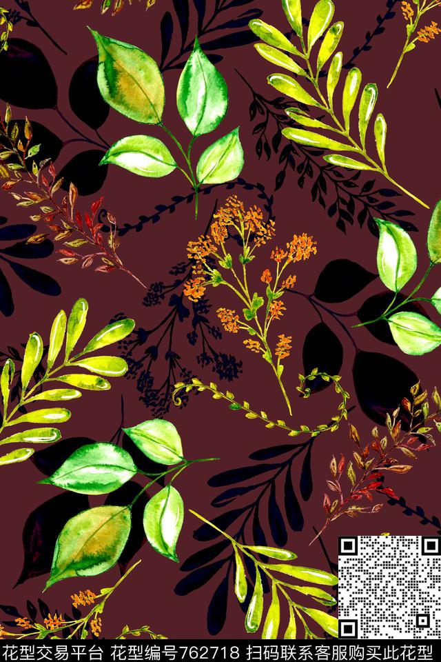 花朵花卉水彩数码印花华亿平台下载（图片编号: 762718） - 瓦栏（Walan）