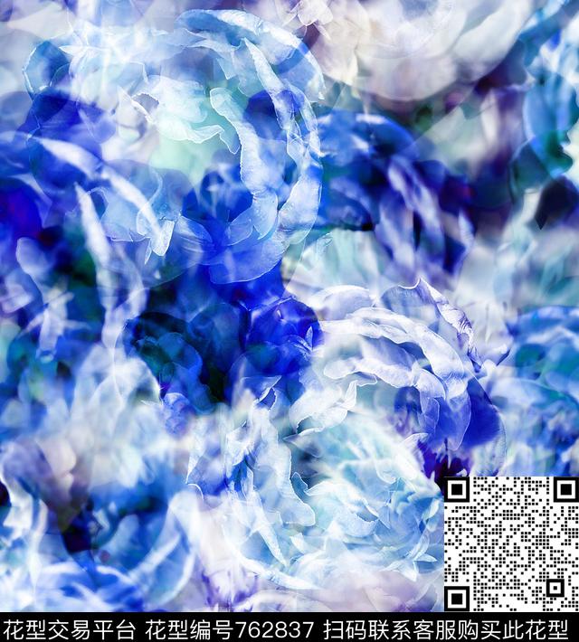 牡丹乱花花卉数码印花华亿平台下载（图片编号: 762837） - 瓦栏（Walan）