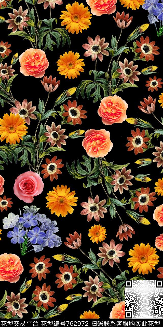 小碎花乱花大花数码印花华亿平台下载（图片编号: 762972） - 瓦栏（Walan）
