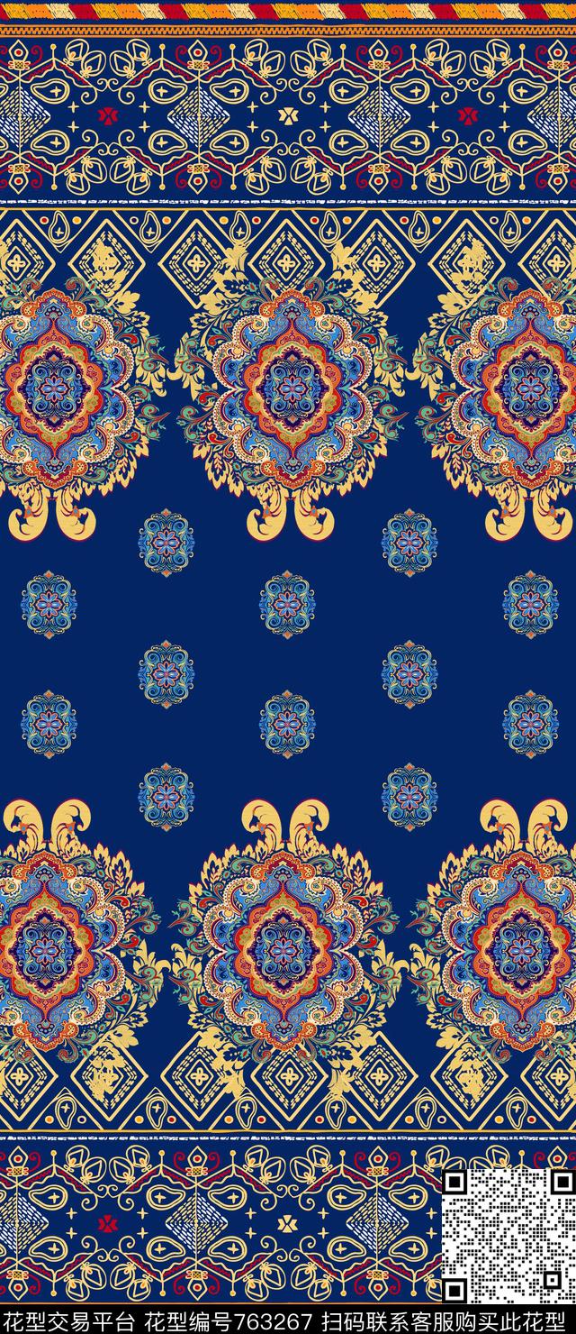 民族风花纹双边定位数码印花华亿平台下载（图片编号: 763267） - 瓦栏（Walan）