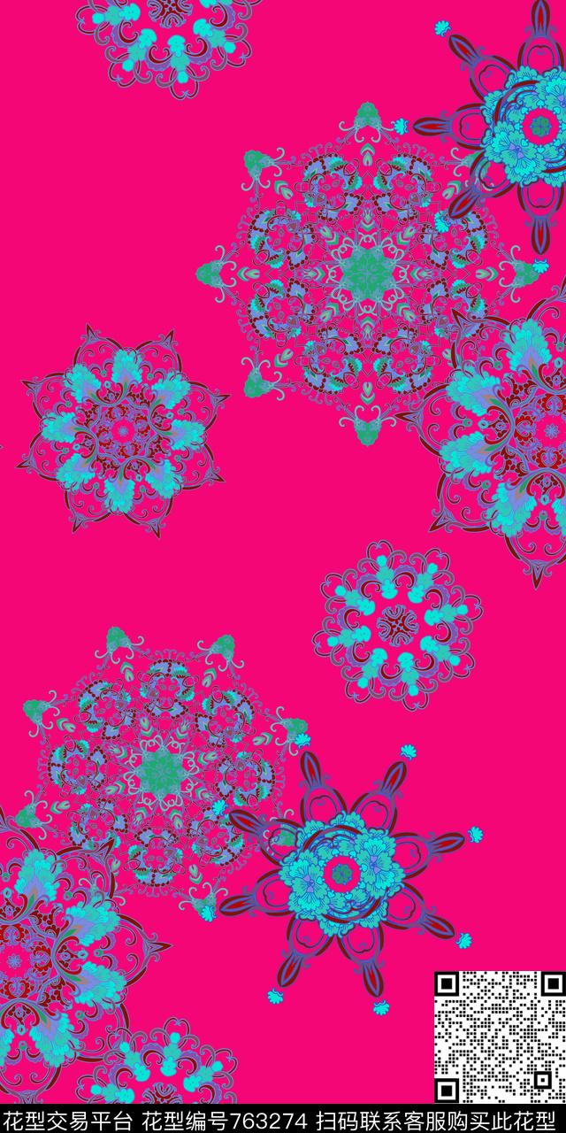 民族风几何花纹数码印花华亿平台下载（图片编号: 763274） - 瓦栏（Walan）