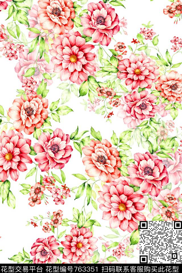 花卉数码印花华亿平台下载（图片编号: 763351） - 瓦栏（Walan）