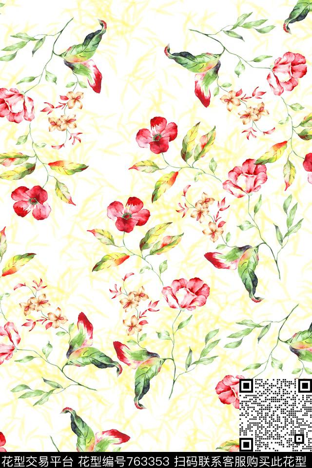 花卉数码印花华亿平台下载（图片编号: 763353） - 瓦栏（Walan）