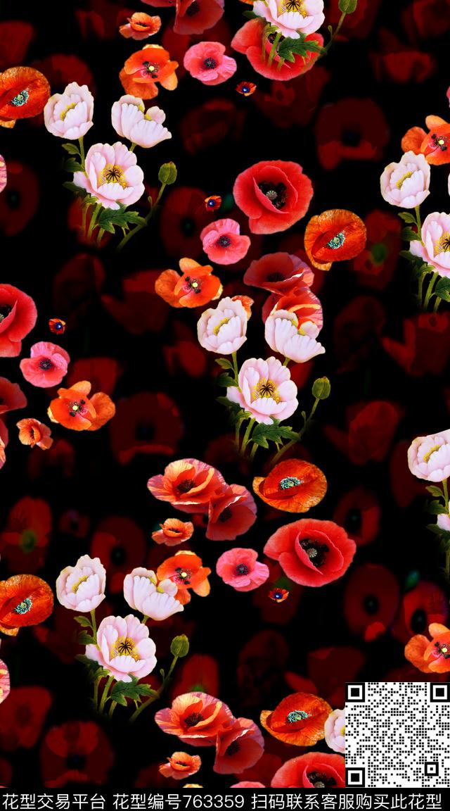 花朵花卉女装数码印花华亿平台下载（图片编号: 763359） - 瓦栏（Walan）