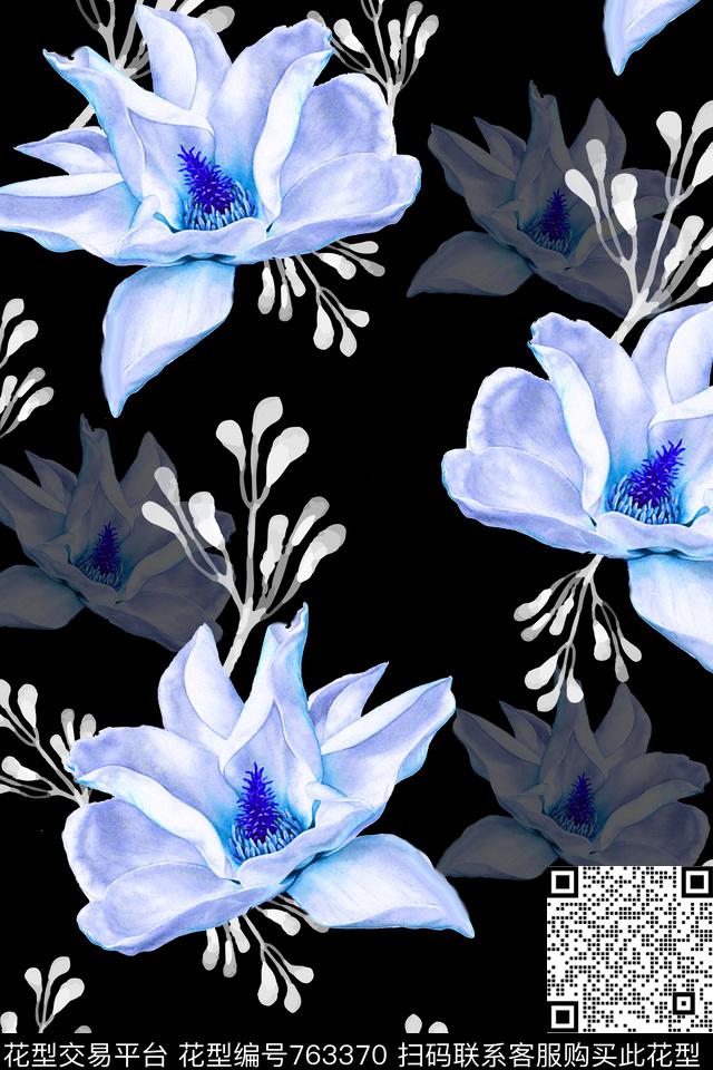 大花花朵花卉数码印花华亿平台下载（图片编号: 763370） - 瓦栏（Walan）