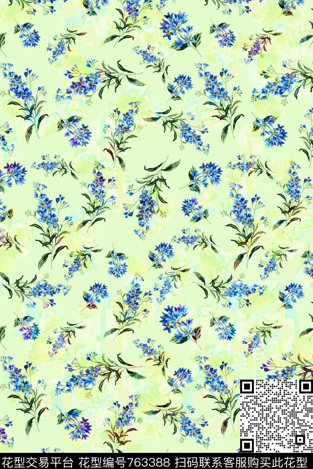 小碎花花卉薰衣草数码印花华亿平台下载（图片编号: 763388） - 瓦栏（Walan）