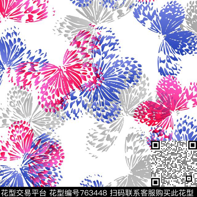 清新暗纹蝴蝶数码印花华亿平台下载（图片编号: 763448） - 瓦栏（Walan）