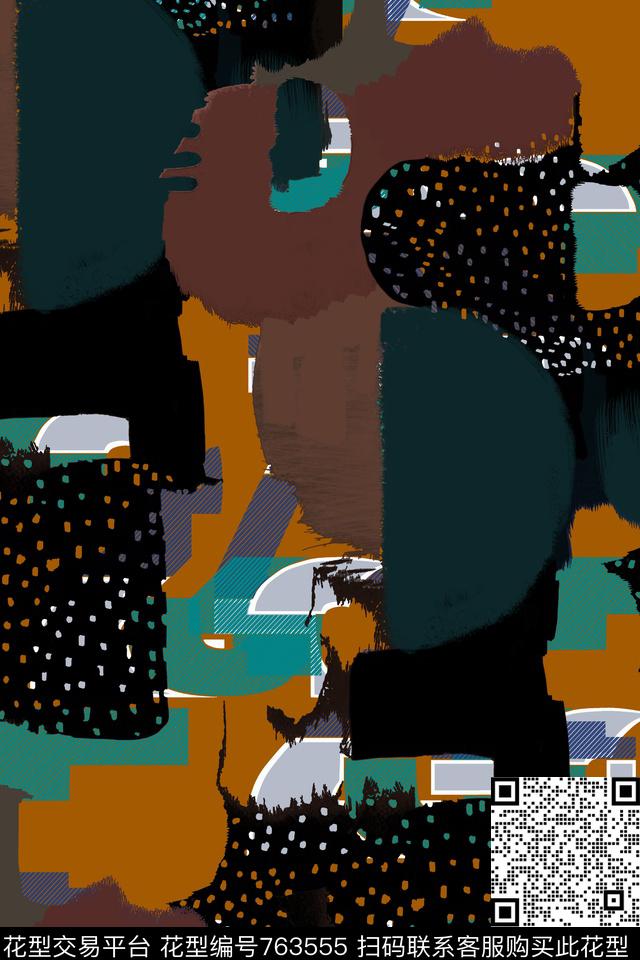 中国风几何趣味数码印花华亿平台下载（图片编号: 763555） - 瓦栏（Walan）