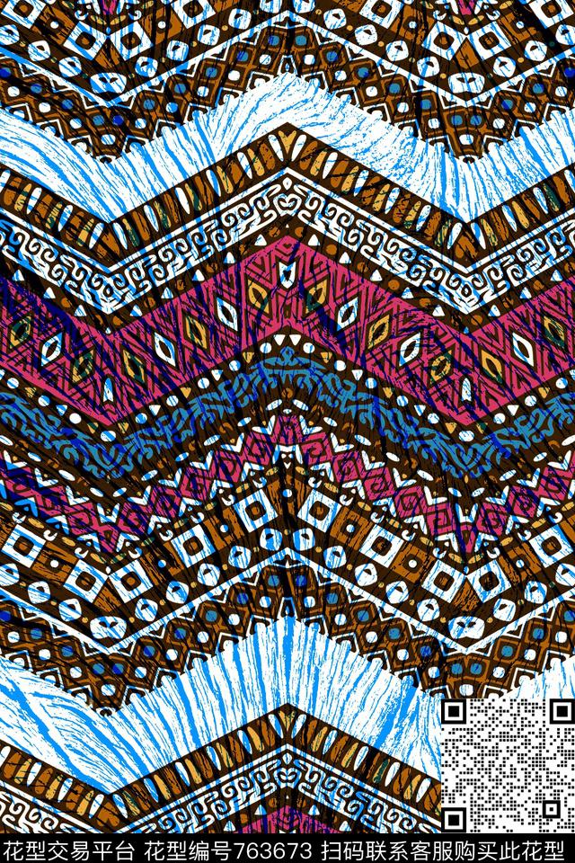洋阳---民族风肌理花纹丝绸数码印花华亿平台下载（图片编号: 763673） - 瓦栏（Walan）