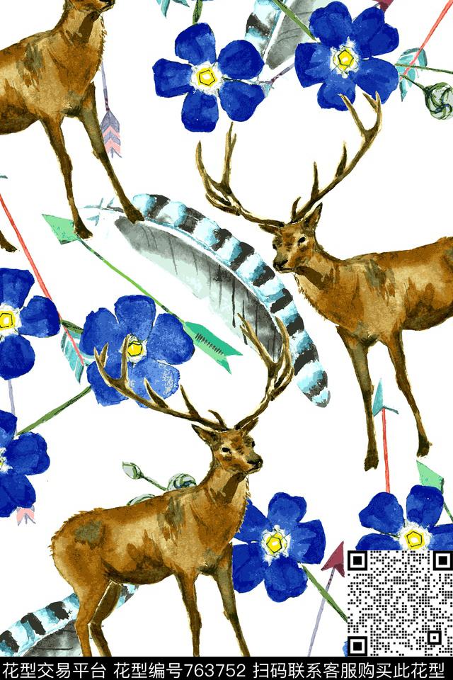 时尚手绘水彩数码印花华亿平台下载（图片编号: 763752） - 瓦栏（Walan）