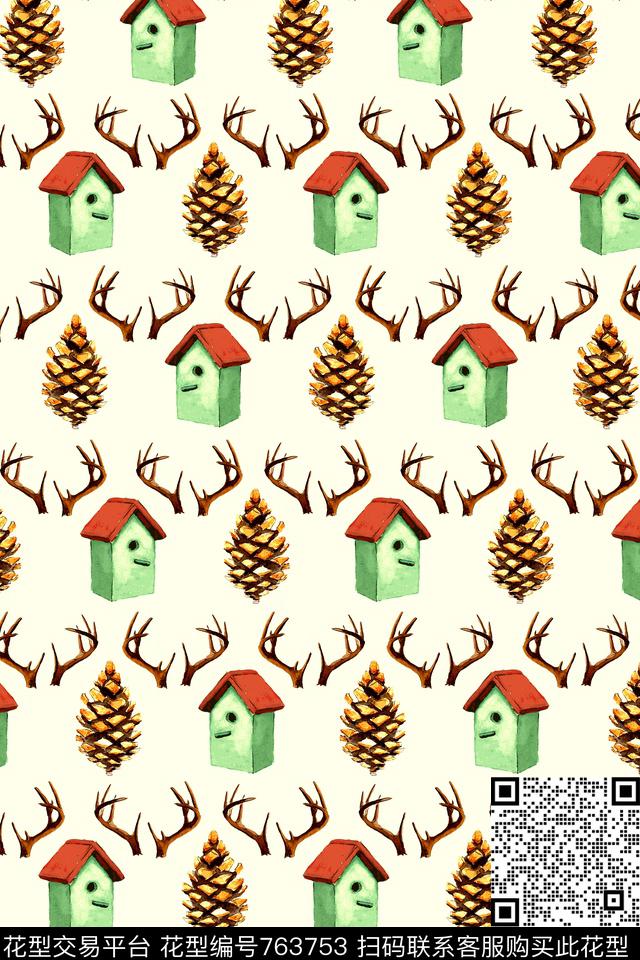 时尚手绘水彩数码印花华亿平台下载（图片编号: 763753） - 瓦栏（Walan）