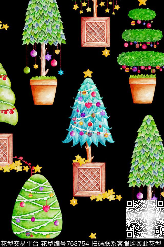 时尚手绘趣味数码印花华亿平台下载（图片编号: 763754） - 瓦栏（Walan）