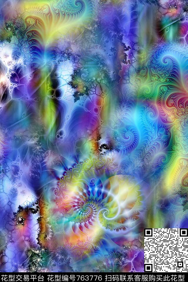 肌理抽象分形数码印花华亿平台下载（图片编号: 763776） - 瓦栏（Walan）