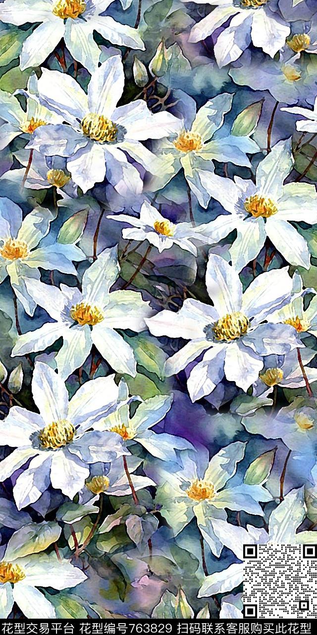 抽象花花卉数码花卉类数码印花华亿平台下载（图片编号: 763829） - 瓦栏（Walan）