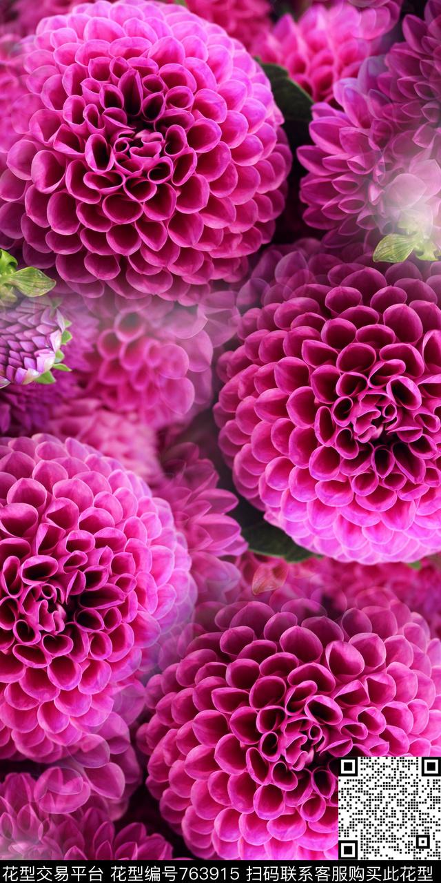 花卉满版花卉优雅花卉数码印花华亿平台下载（图片编号: 763915） - 瓦栏（Walan）