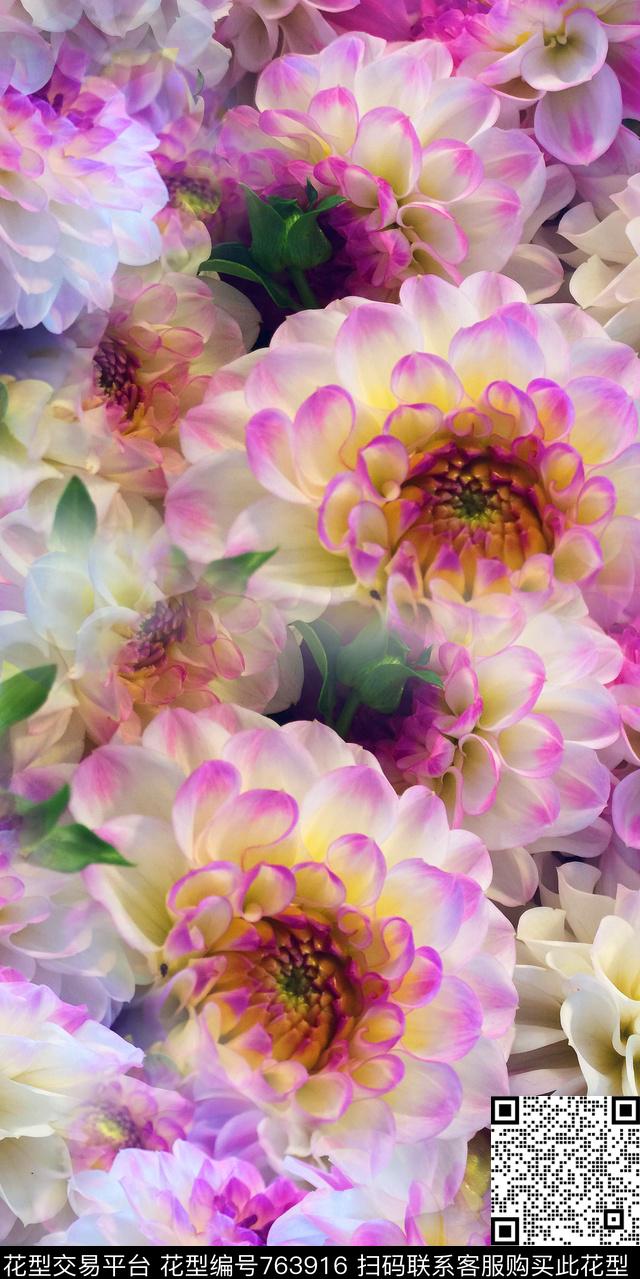 优雅花卉花卉满版花卉数码印花华亿平台下载（图片编号: 763916） - 瓦栏（Walan）