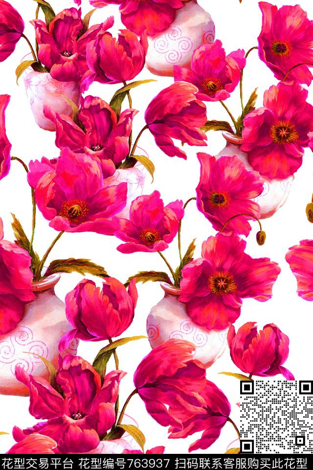 花朵花卉迪拜花卉数码印花华亿平台下载（图片编号: 763937） - 瓦栏（Walan）