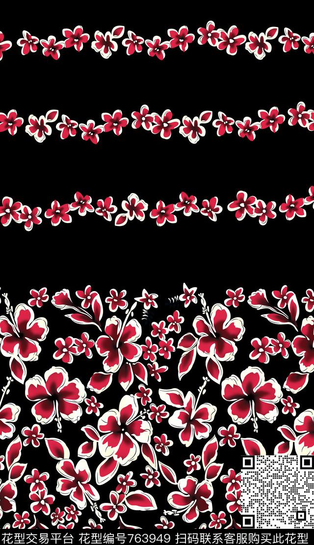 康乃馨牡丹大花传统印花华亿平台下载（图片编号: 763949） - 瓦栏（Walan）