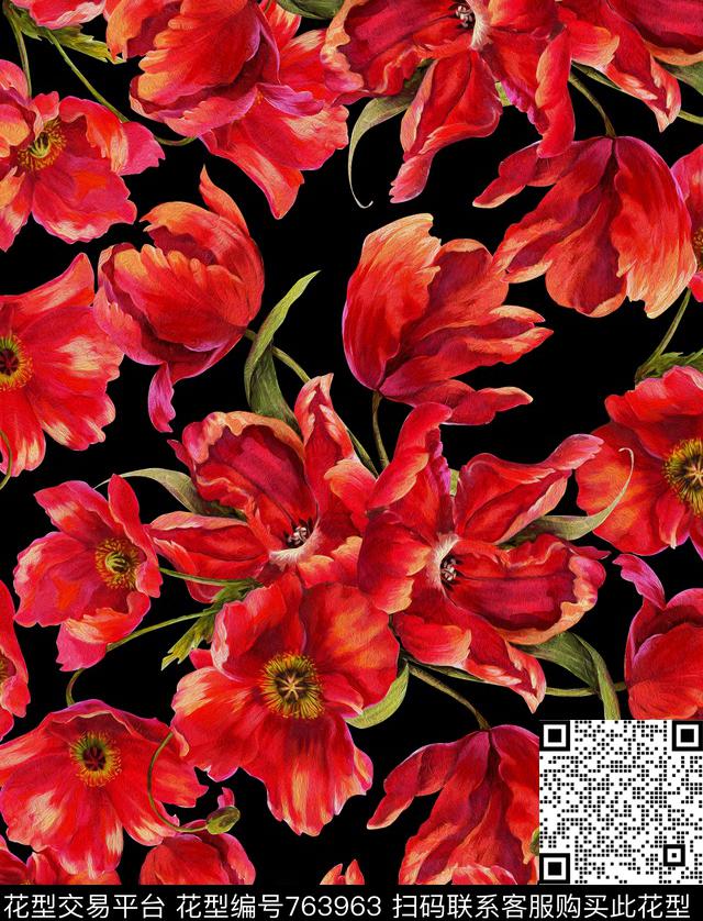 丝巾女装家纺花卉时尚数码印花华亿平台下载（图片编号: 763963） - 瓦栏（Walan）