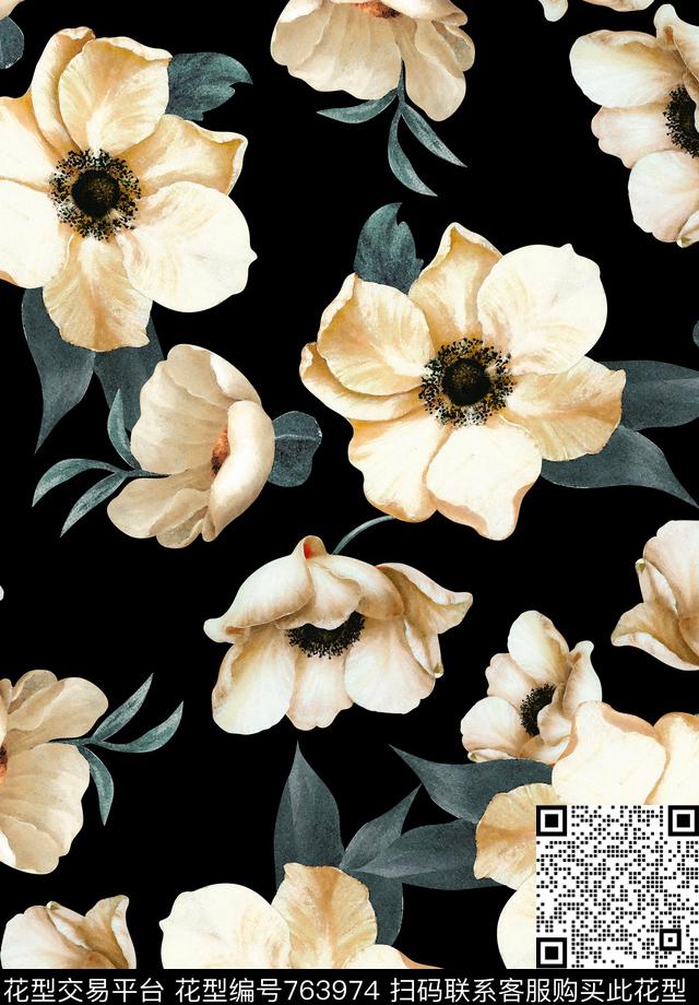 丝巾女装家纺花卉时尚数码印花华亿平台下载（图片编号: 763974） - 瓦栏（Walan）